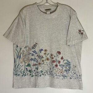 Vintage Northern Reflections Shirt Womens XL Gray Floral Garden Graphic Tee